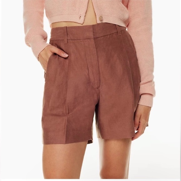 Aritzia color mocha sorbet Effortless Linen 5" Short - Picture 2 of 12